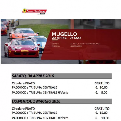 Ferrari Challenge 2016 – sabato 30 aprile e domenica 1 maggio